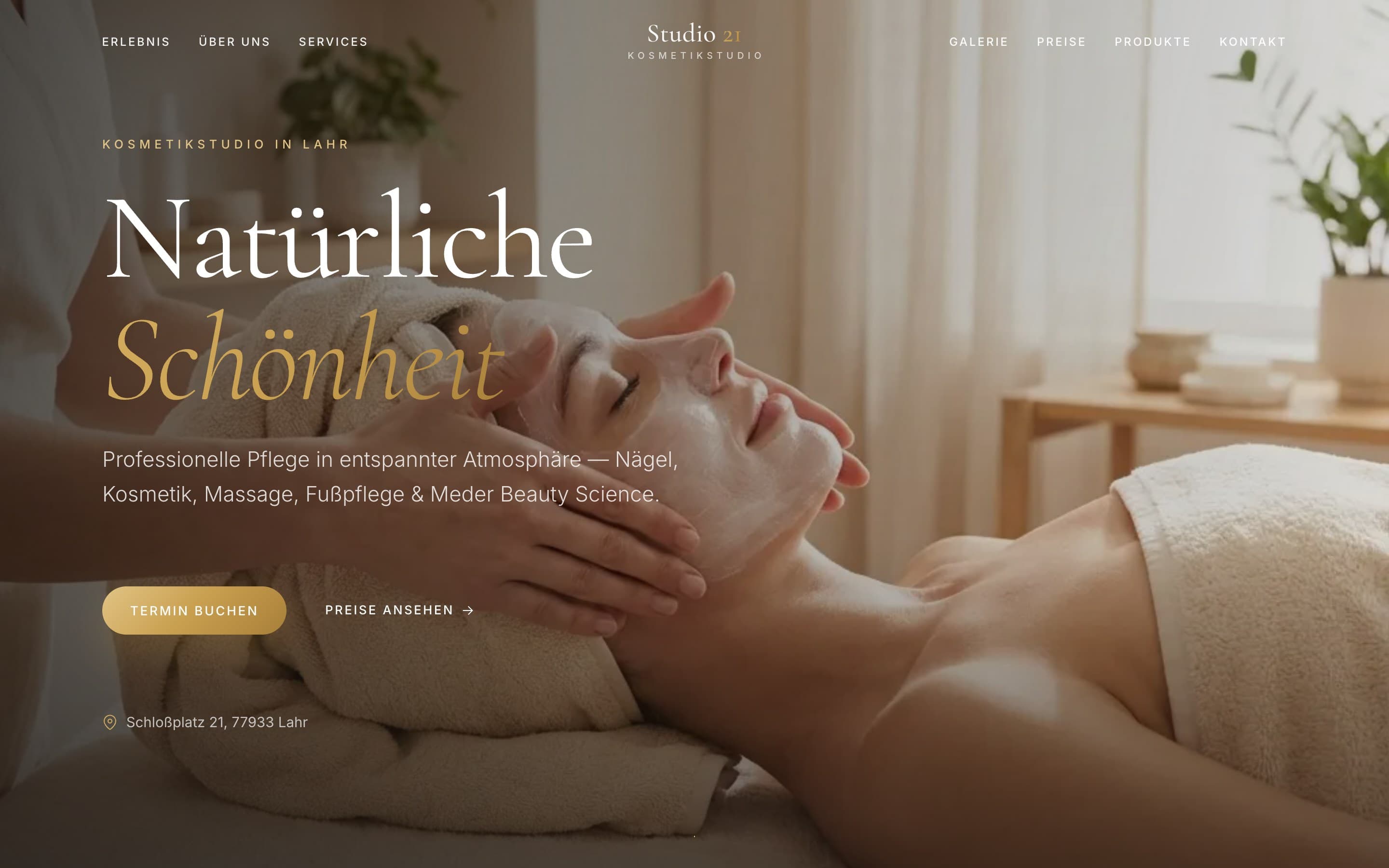 Startseite der Website von Studio 21 Lahr, gestaltet von Wolf & Felker
